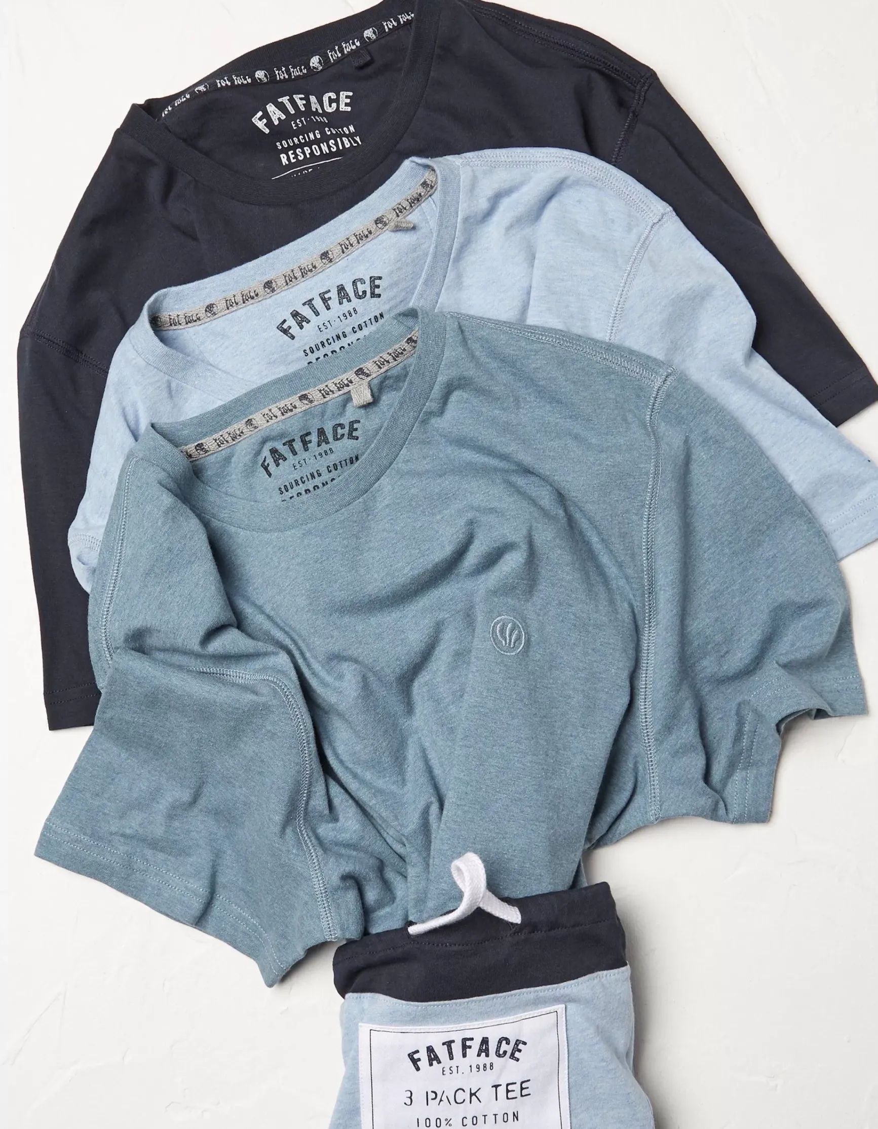 FatFace 3 Pack Cotton T-Shirts|Men T-Shirts