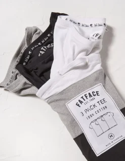 FatFace 3 Pack Cotton T-Shirts|Men T-Shirts