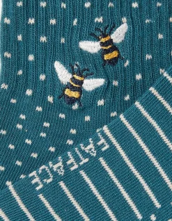 FatFace 1 Pack Embroidered Bee Rib Socks|Women View All