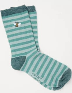 FatFace 1 Pack Embroidered Bee Stripe Socks|Women View All
