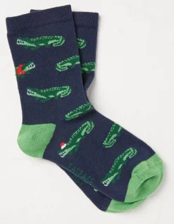 FatFace 1 Pack Festive Crocodile Socks|Kids View All