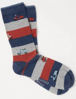 FatFace 1 Pack Moped Stripe Socks|Men View All