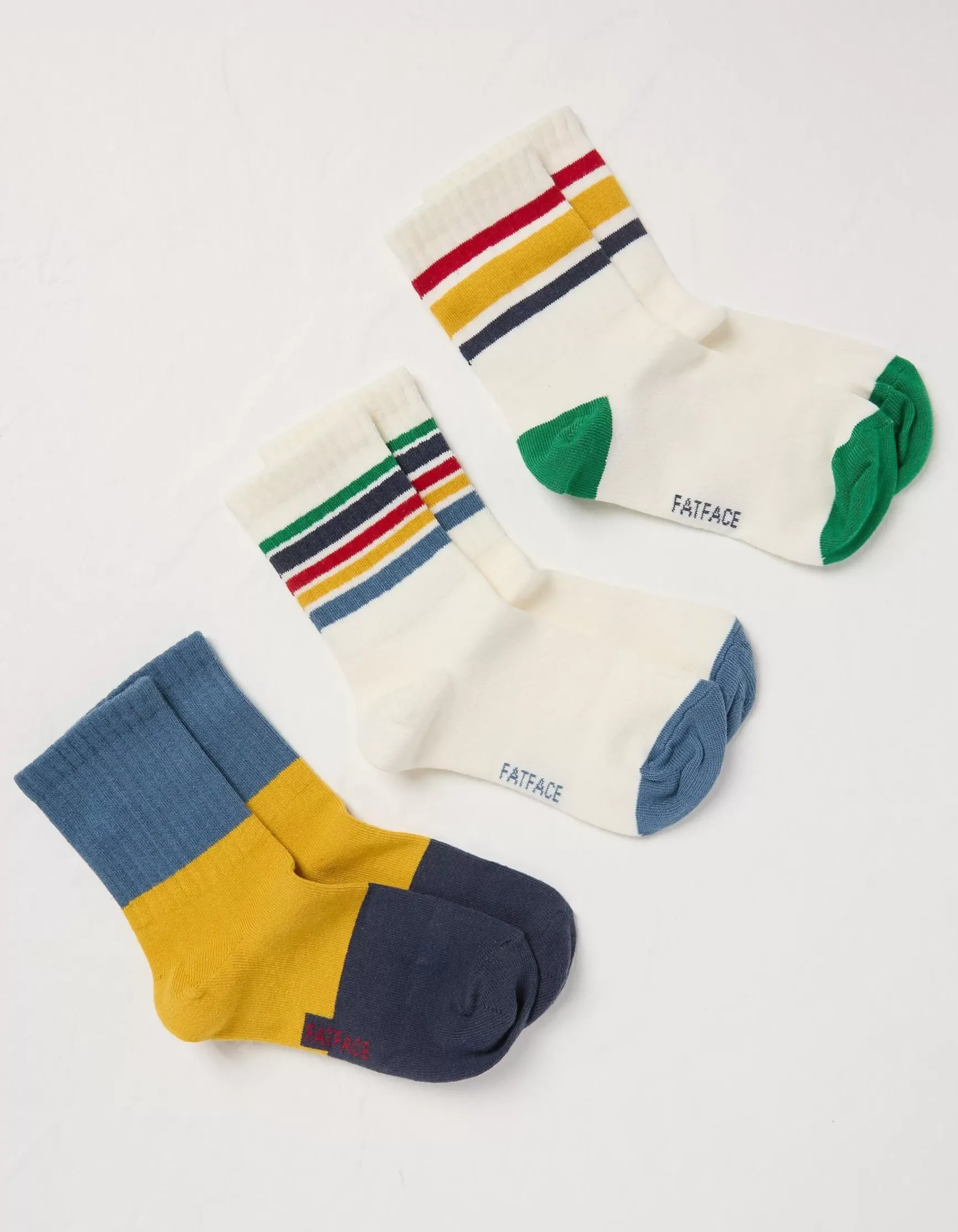 FatFace 3 Pack Stripe Sport Socks|Kids View All
