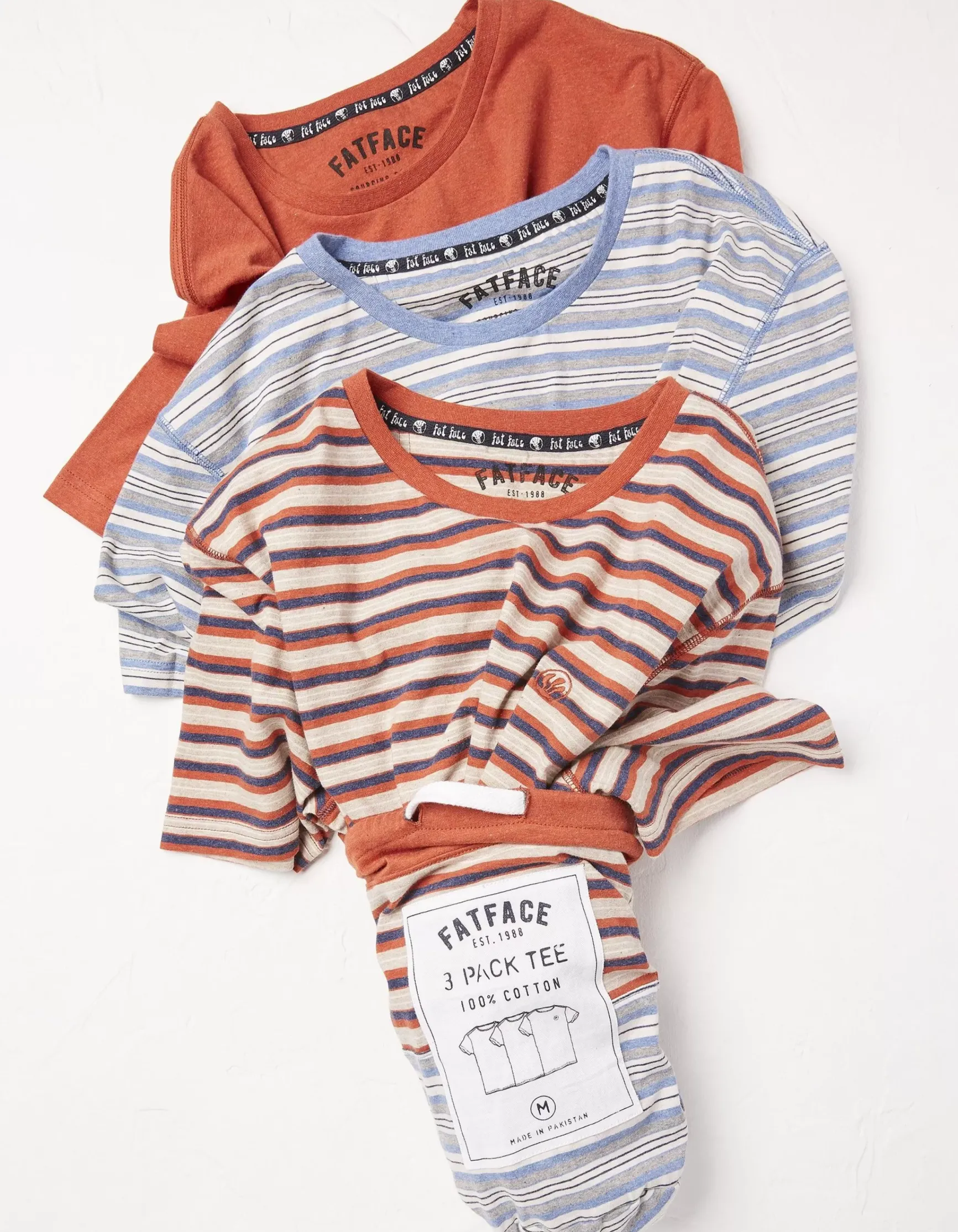 FatFace 3 Pack Stripe T-Shirt|Men T-Shirts