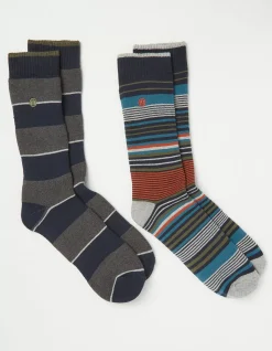 FatFace 2 Pack Thermal Stripe Boot Socks|Men View All