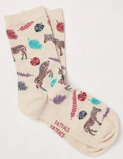 FatFace 1 Pack Tropical Zebra Socks|Women View All