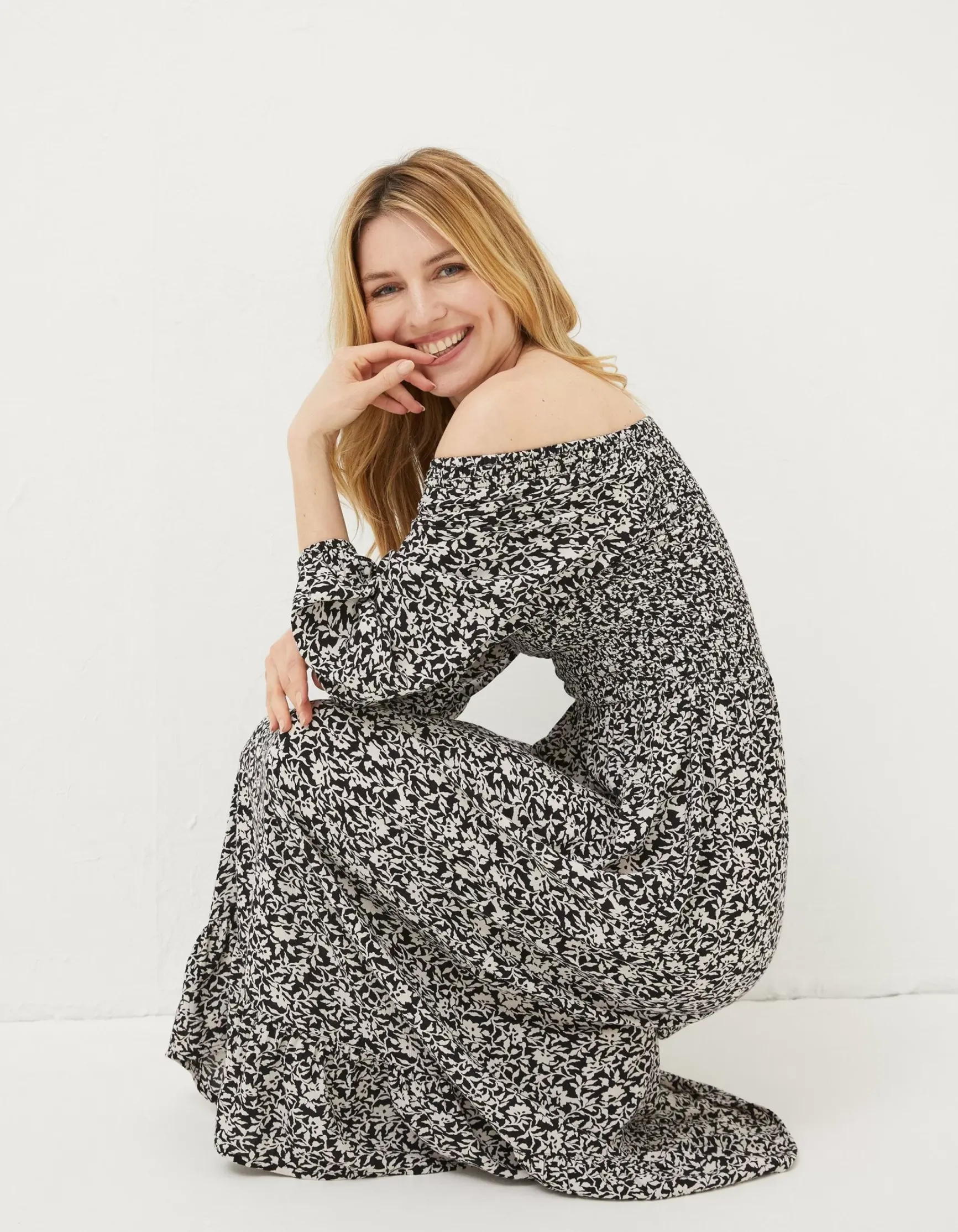 FatFace Adele Mono Vines Midi Dress|Women Dresses