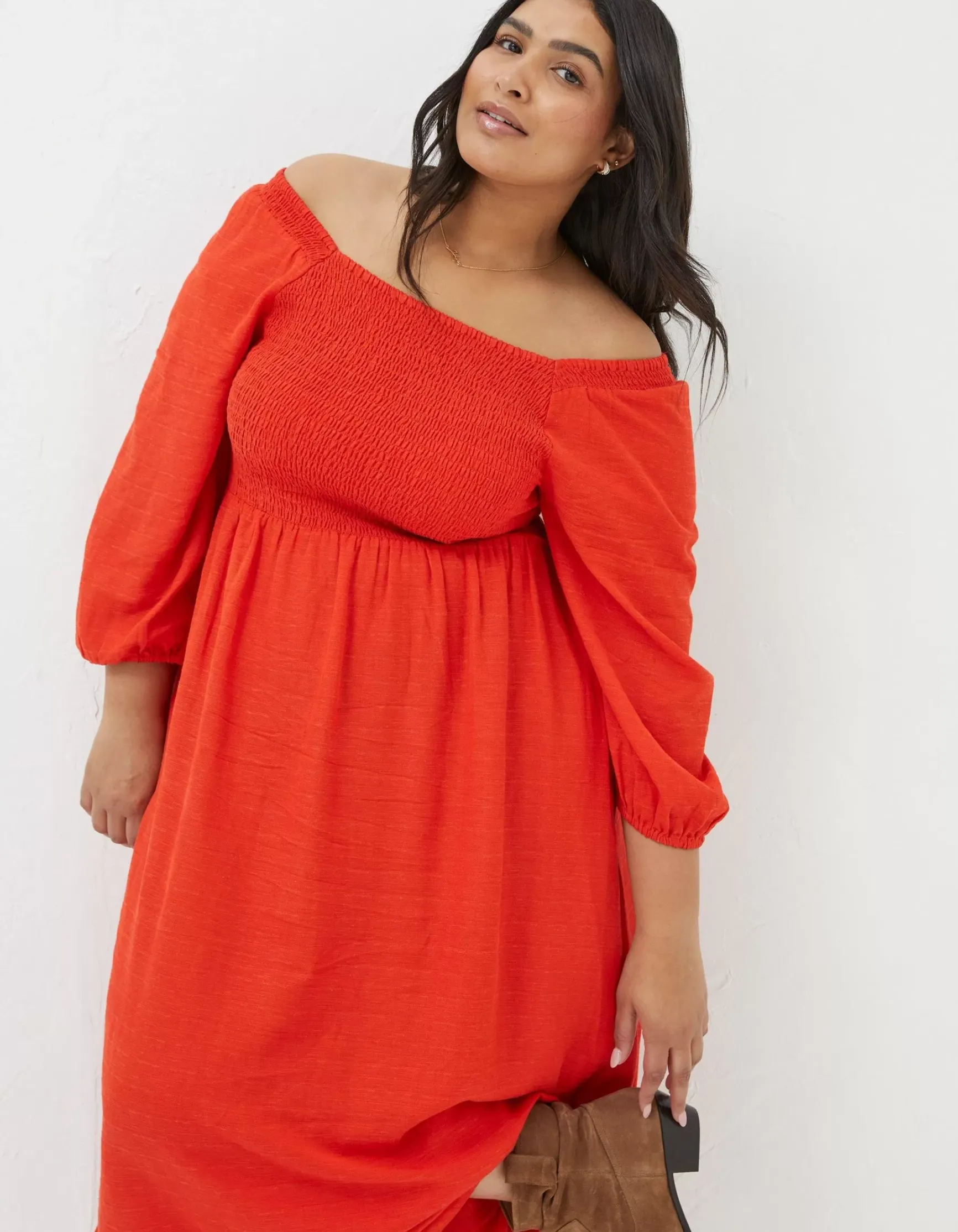 FatFace Adele Shirred Midi Dress|Women View All