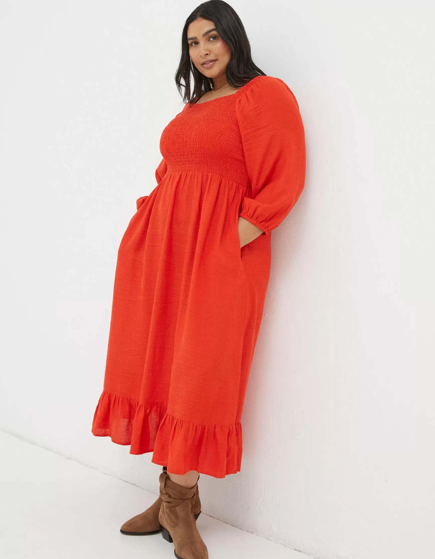 FatFace Adele Shirred Midi Dress|Women View All