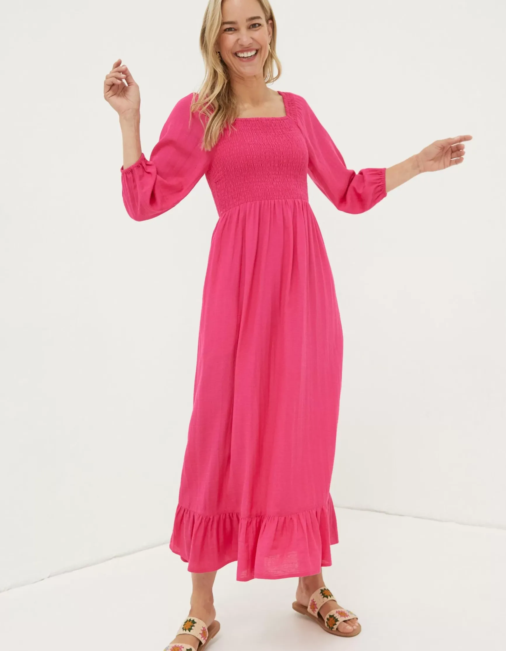 FatFace Adele Shirred Midi Dress|Women Dresses