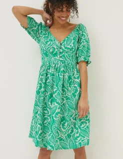 FatFace Aideen Linen Blend Leaf Dress|Women Dresses