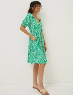 FatFace Aideen Linen Blend Leaf Dress|Women Dresses