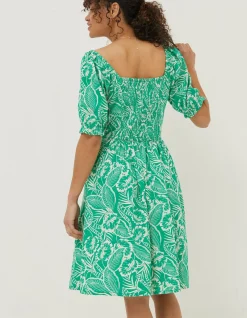 FatFace Aideen Linen Blend Leaf Dress|Women Dresses