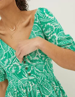 FatFace Aideen Linen Blend Leaf Dress|Women Dresses
