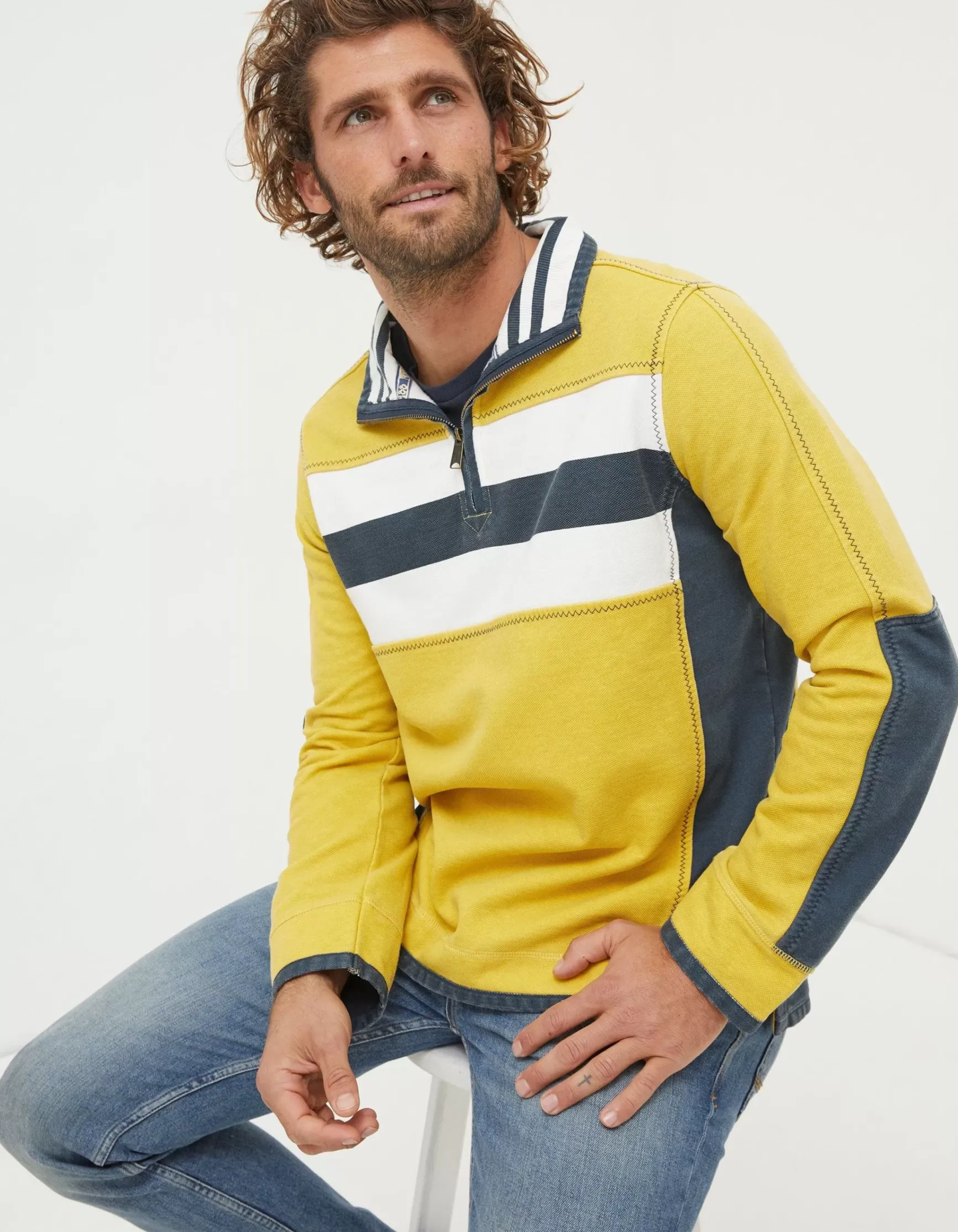 FatFace Airlie Chest Stripe Sweatshirt|Men View All