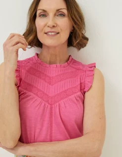 FatFace Ali Frill Sleeve Top|Women Tops & T-Shirts