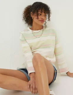 FatFace Amari Textured Stripe Crew Sweatshirt|Women Sweatshirts & Hoodies