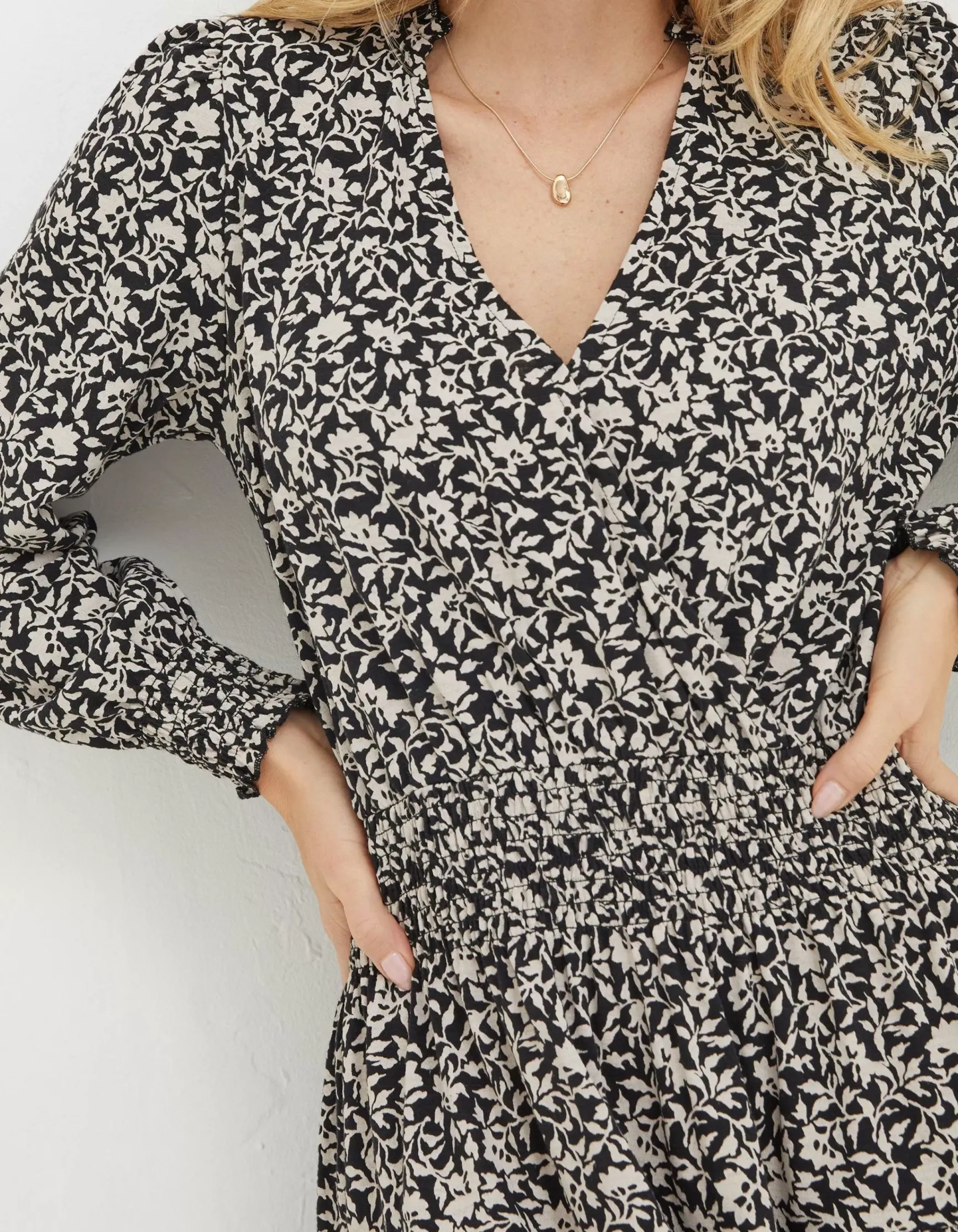 FatFace Amba Mono Vines Jersey Dress|Women Dresses