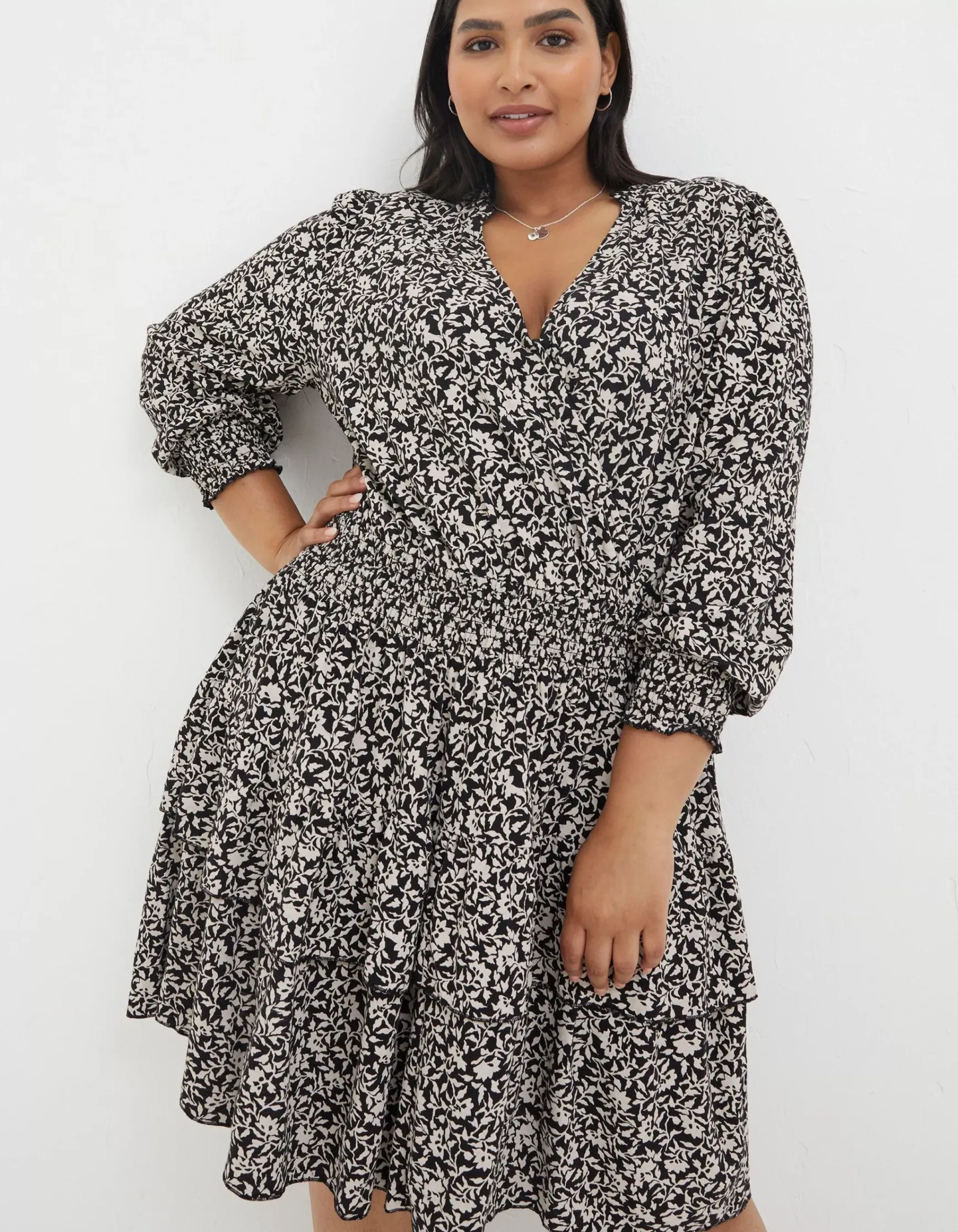 FatFace Amba Mono Vines Jersey Dress|Women Dresses