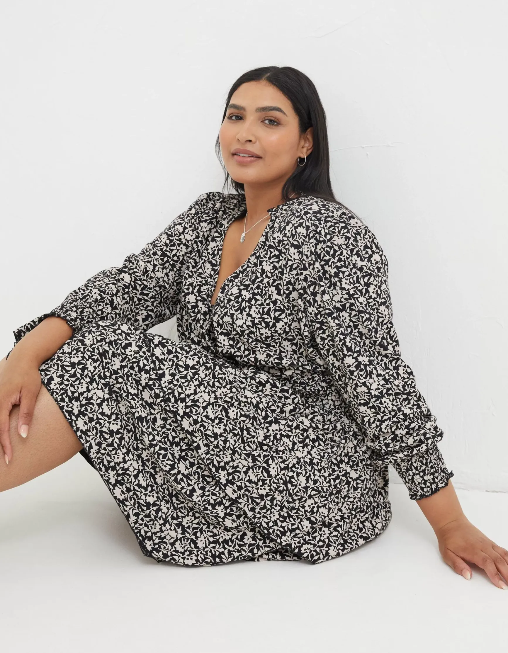 FatFace Amba Mono Vines Jersey Dress|Women Dresses