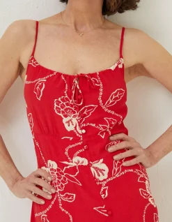 FatFace Ariel Batik Red Midi Dress|Women Dresses