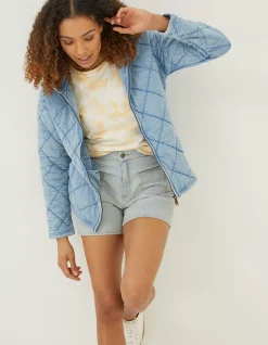 FatFace Asher Quilted Zip Through Hoodie|Women Sweatshirts & Hoodies
