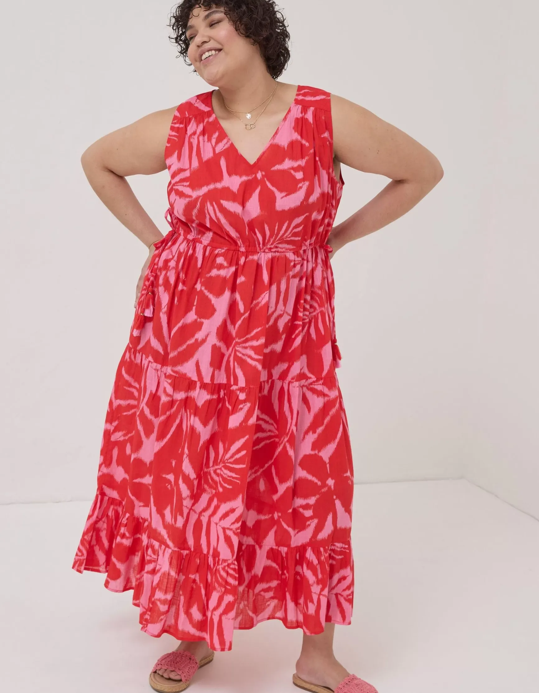 FatFace Avery Ikat Leaves Midi Dress|Women Dresses