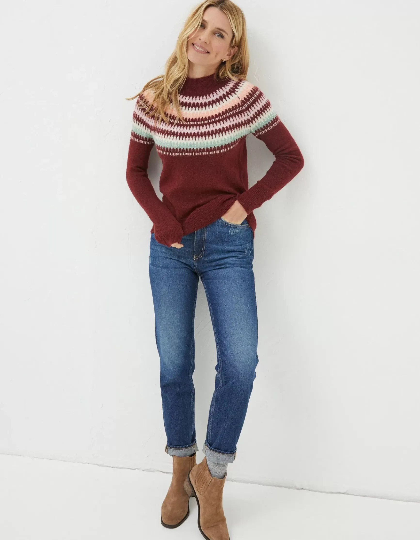 FatFace Bea Yoke Fairisle Jumper|Women Knitwear
