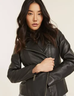 FatFace Bethany Biker Leather Jacket|Women Coats & Jackets