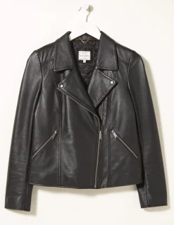 FatFace Bethany Biker Leather Jacket|Women Coats & Jackets
