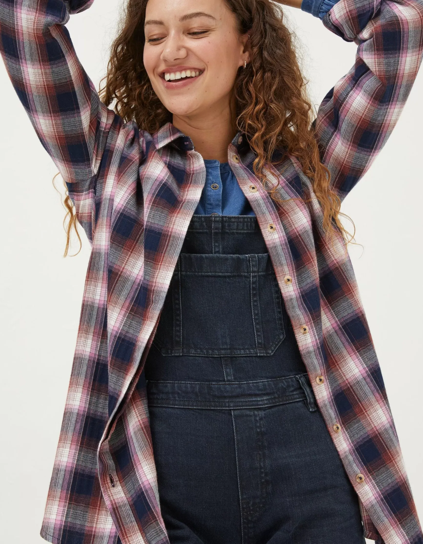 FatFace Billie Longline Check Shirt|Women Shirts & Blouses