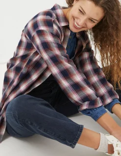 FatFace Billie Longline Check Shirt|Women Shirts & Blouses