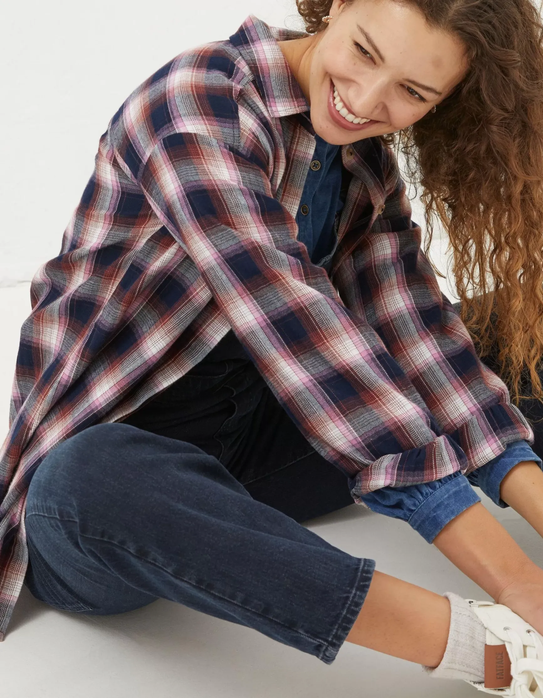FatFace Billie Longline Check Shirt|Women Shirts & Blouses