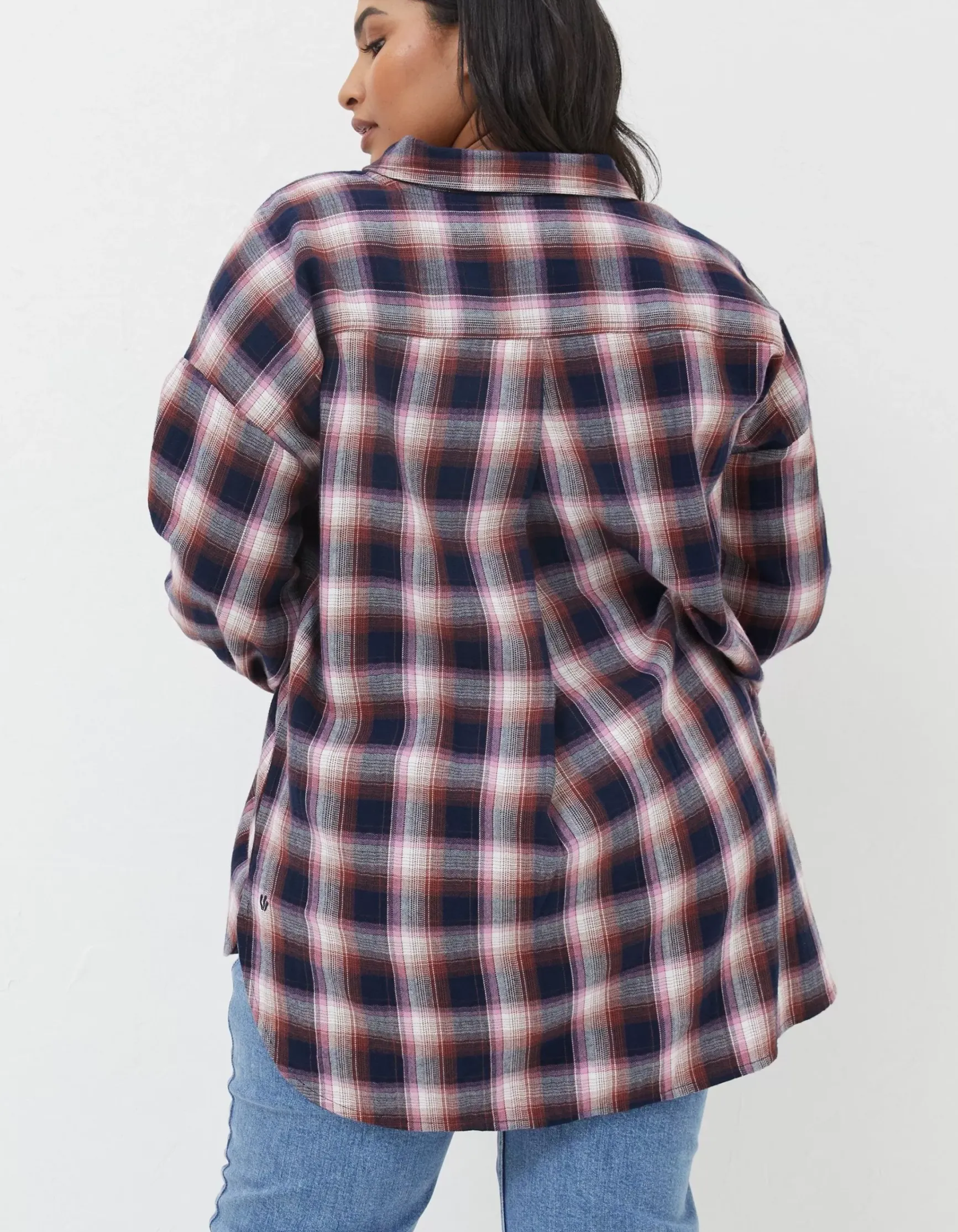 FatFace Billie Longline Check Shirt|Women Shirts & Blouses