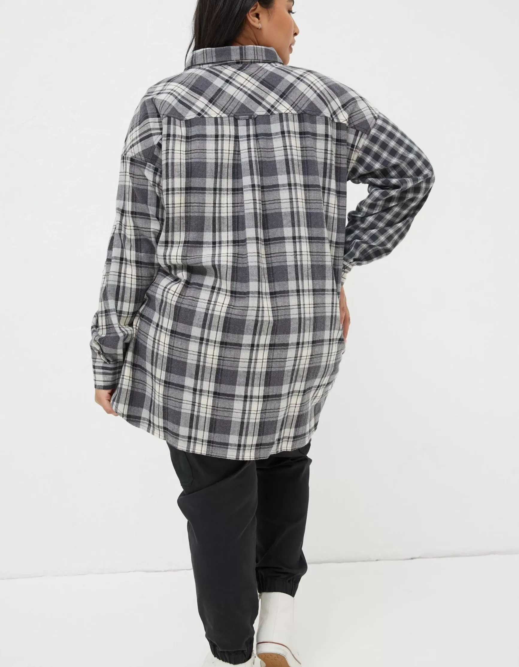 FatFace Billie Longline Check Shirt|Women Shirts & Blouses