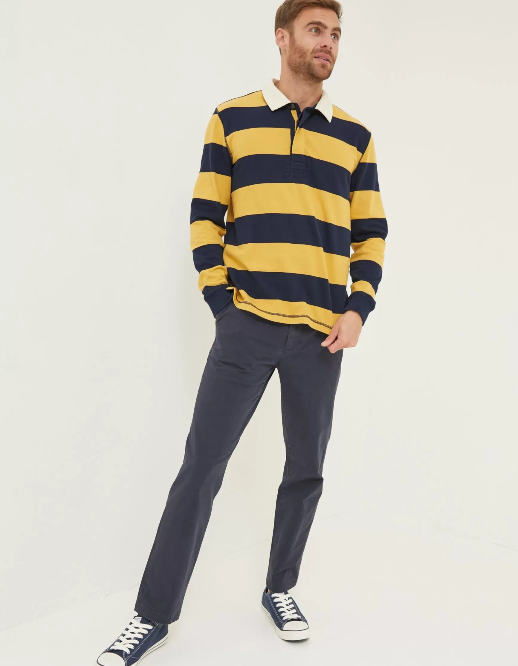 FatFace Block Stripe 88 Rugby Shirt|Men T-Shirts