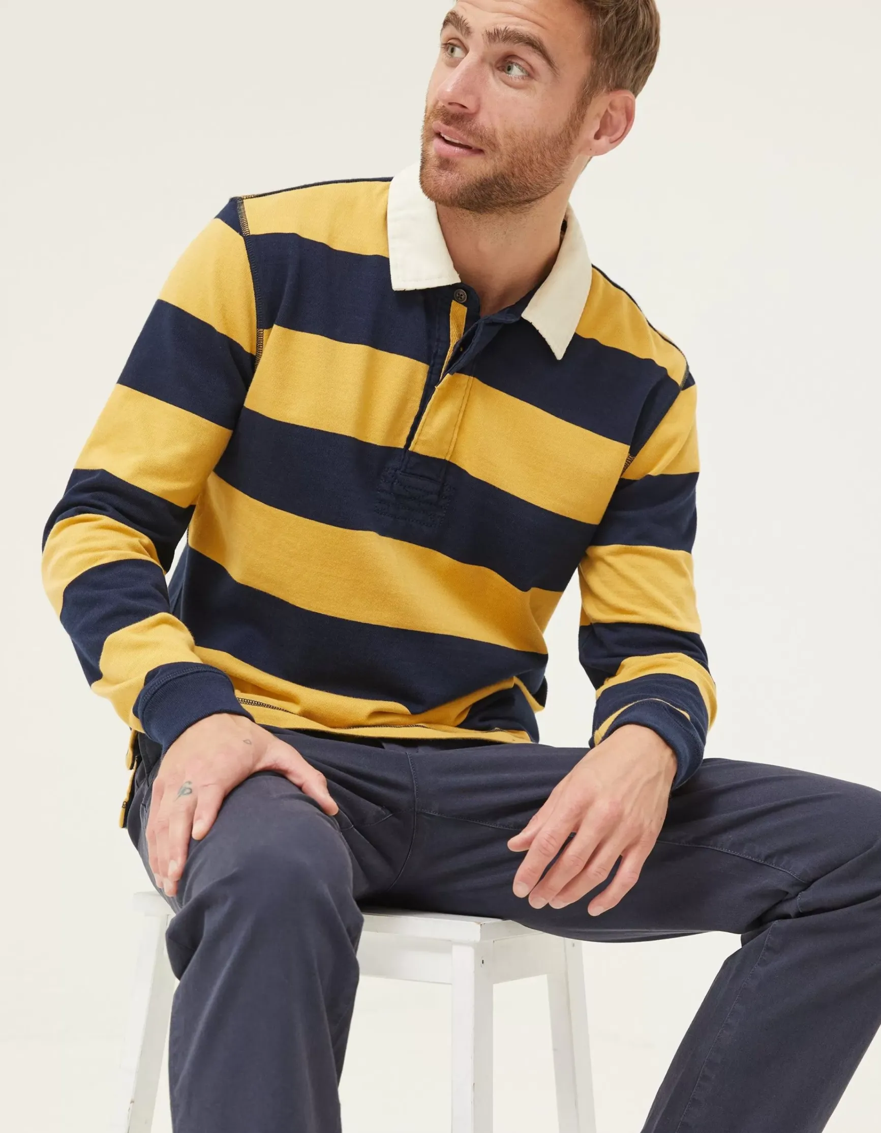 FatFace Block Stripe 88 Rugby Shirt|Men T-Shirts