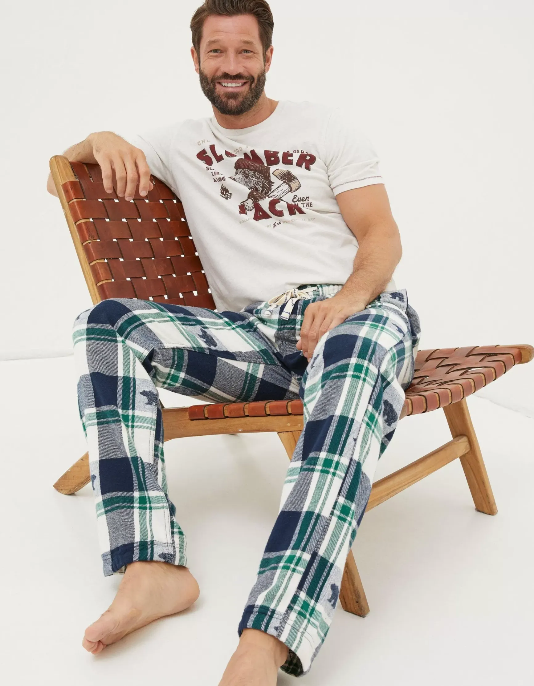 FatFace Bobbi Bear Jacquard Pyjama Bottoms|Men View All