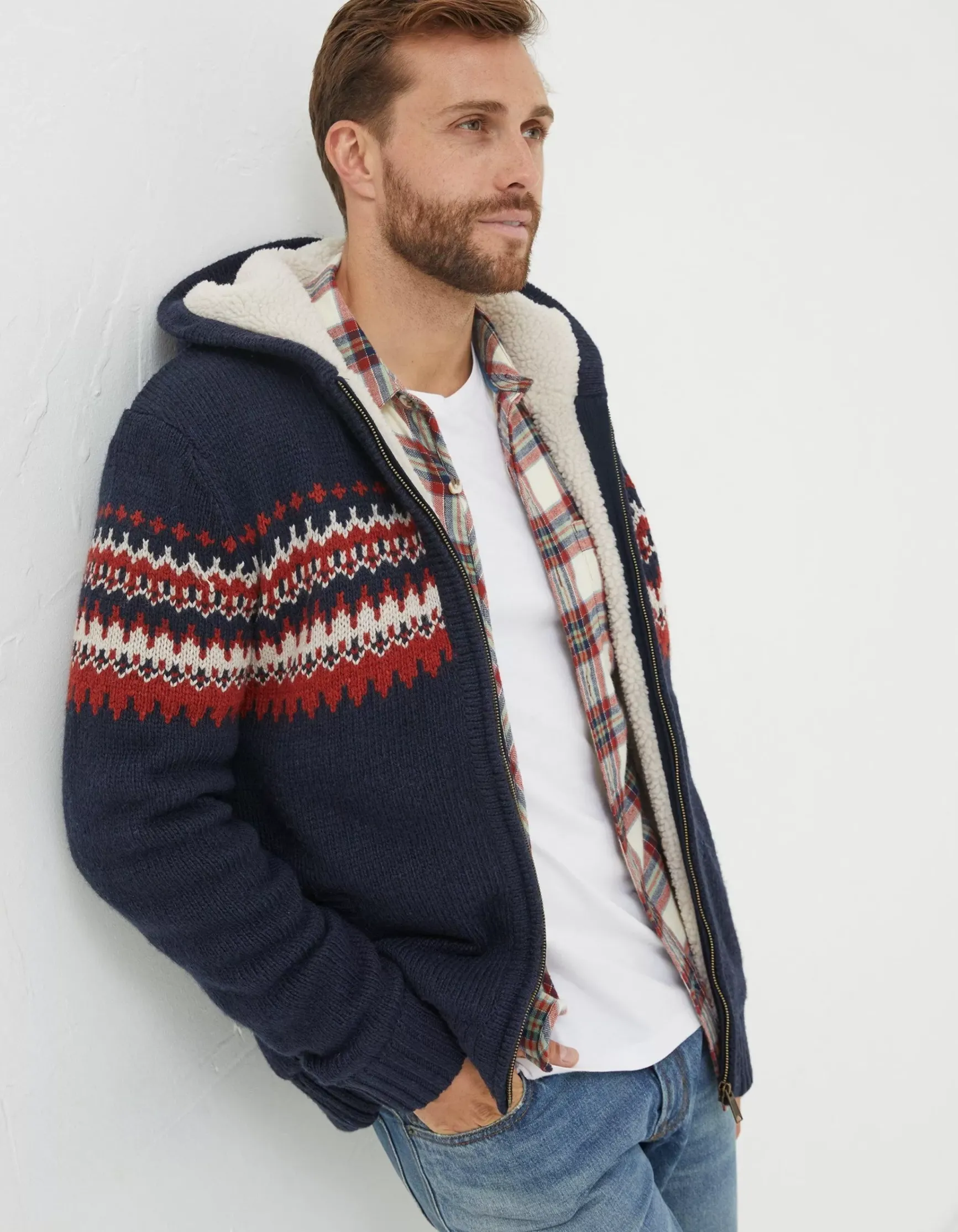 FatFace Borg Lined Fairisle Hoodie|Men View All