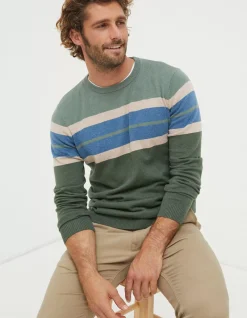 FatFace Braunton Chest Stripe Crew Jumper|Men Knitwear