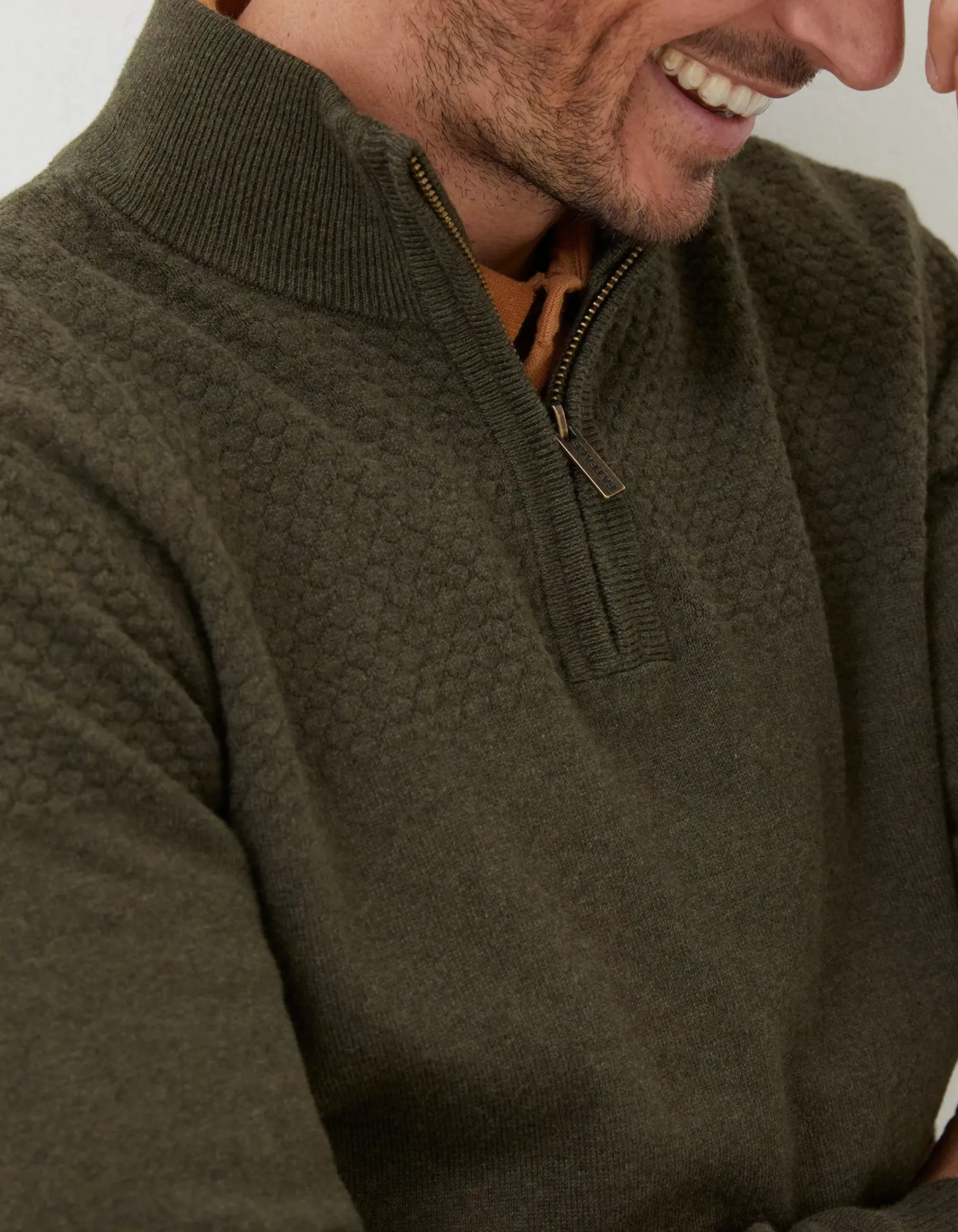FatFace Braunton Textured Half Neck|Men Knitwear