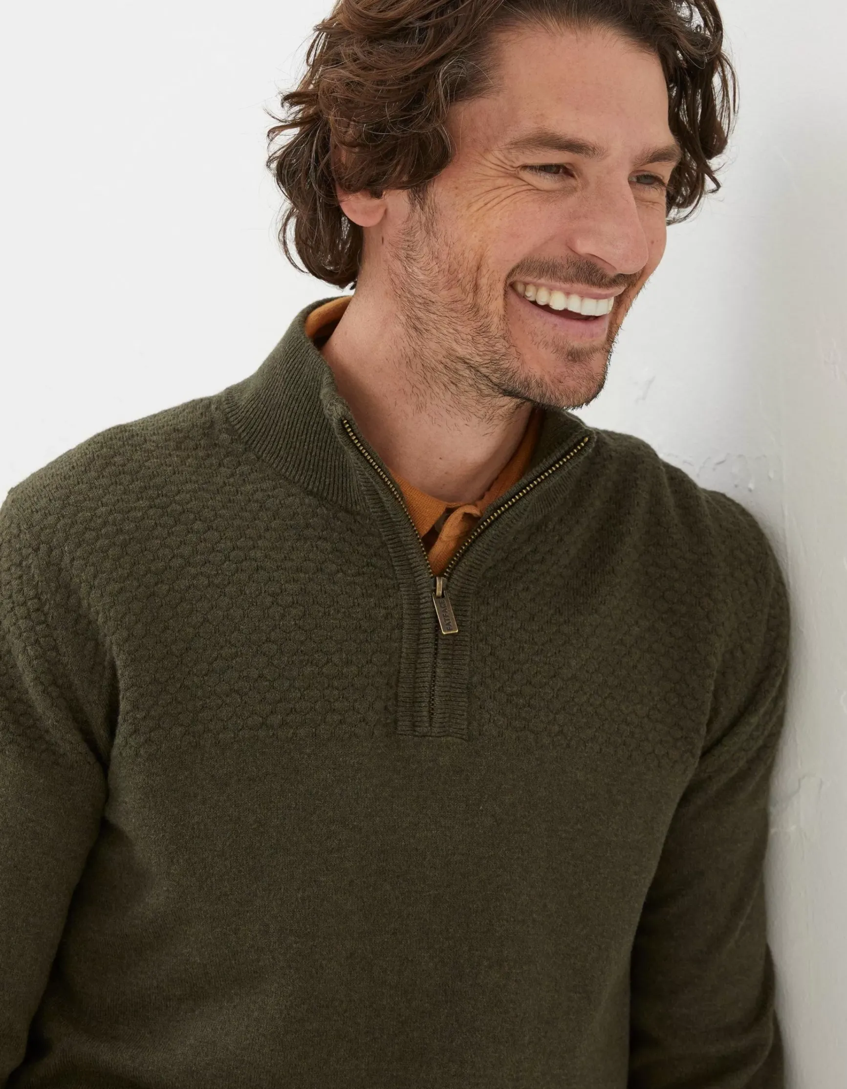 FatFace Braunton Textured Half Neck|Men Knitwear