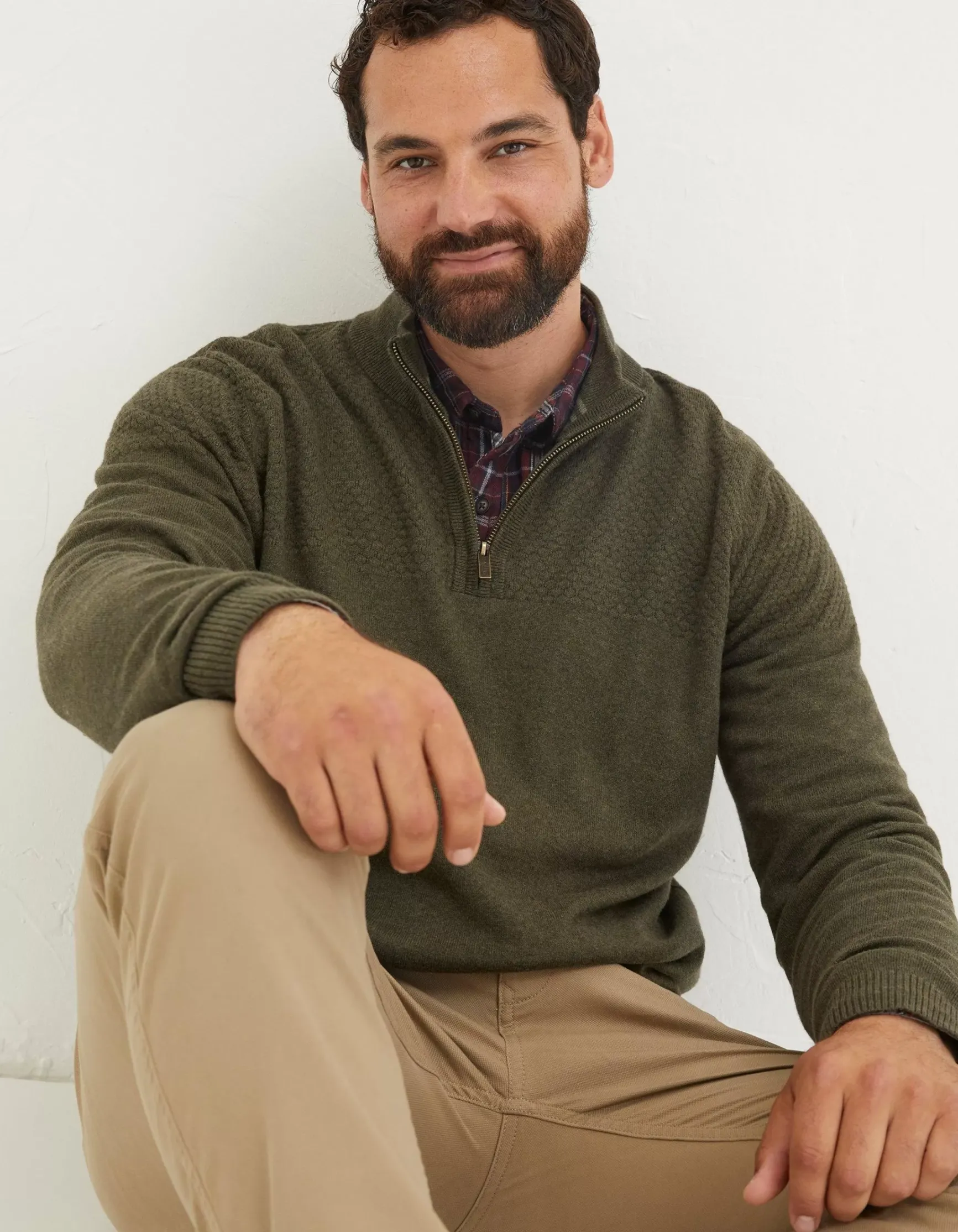 FatFace Braunton Textured Half Neck|Men Knitwear