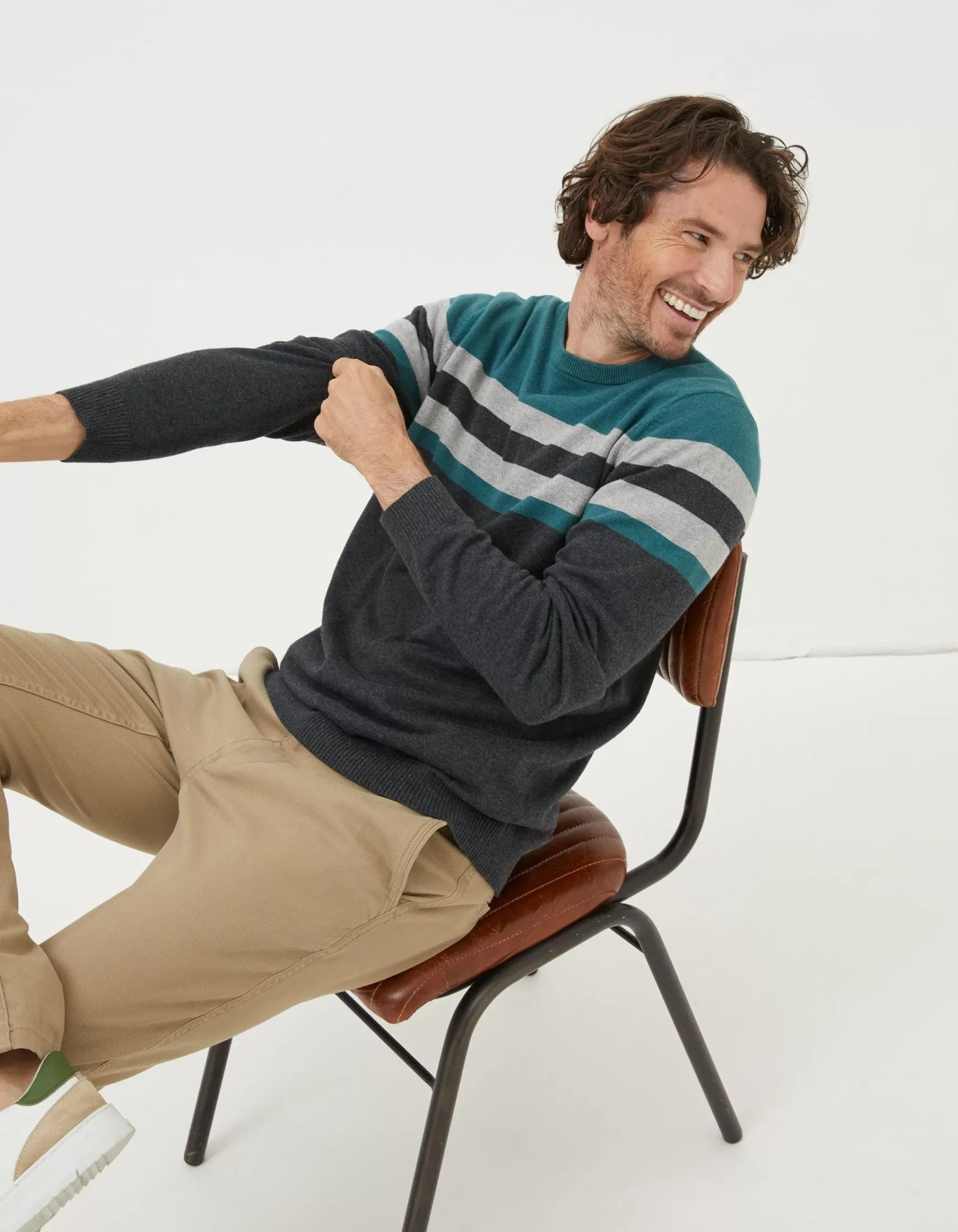 FatFace Braunton Yoke Stripe Jumper|Men Knitwear
