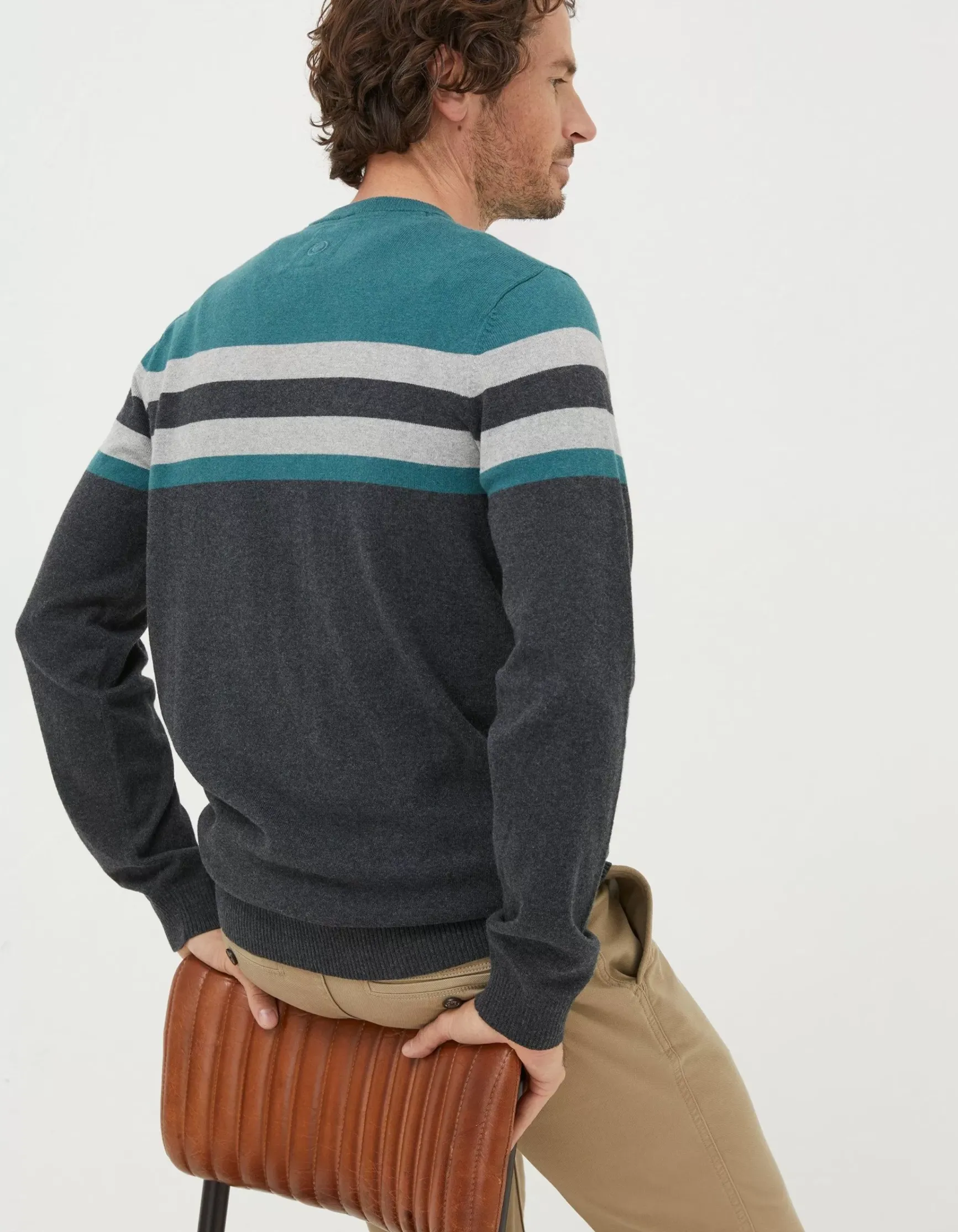 FatFace Braunton Yoke Stripe Jumper|Men Knitwear