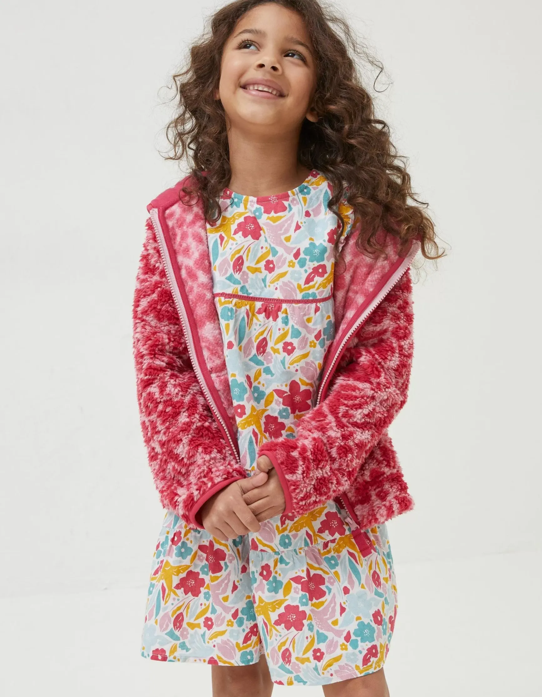 FatFace Bright Blooms Zip Through Fleece|Girls View All