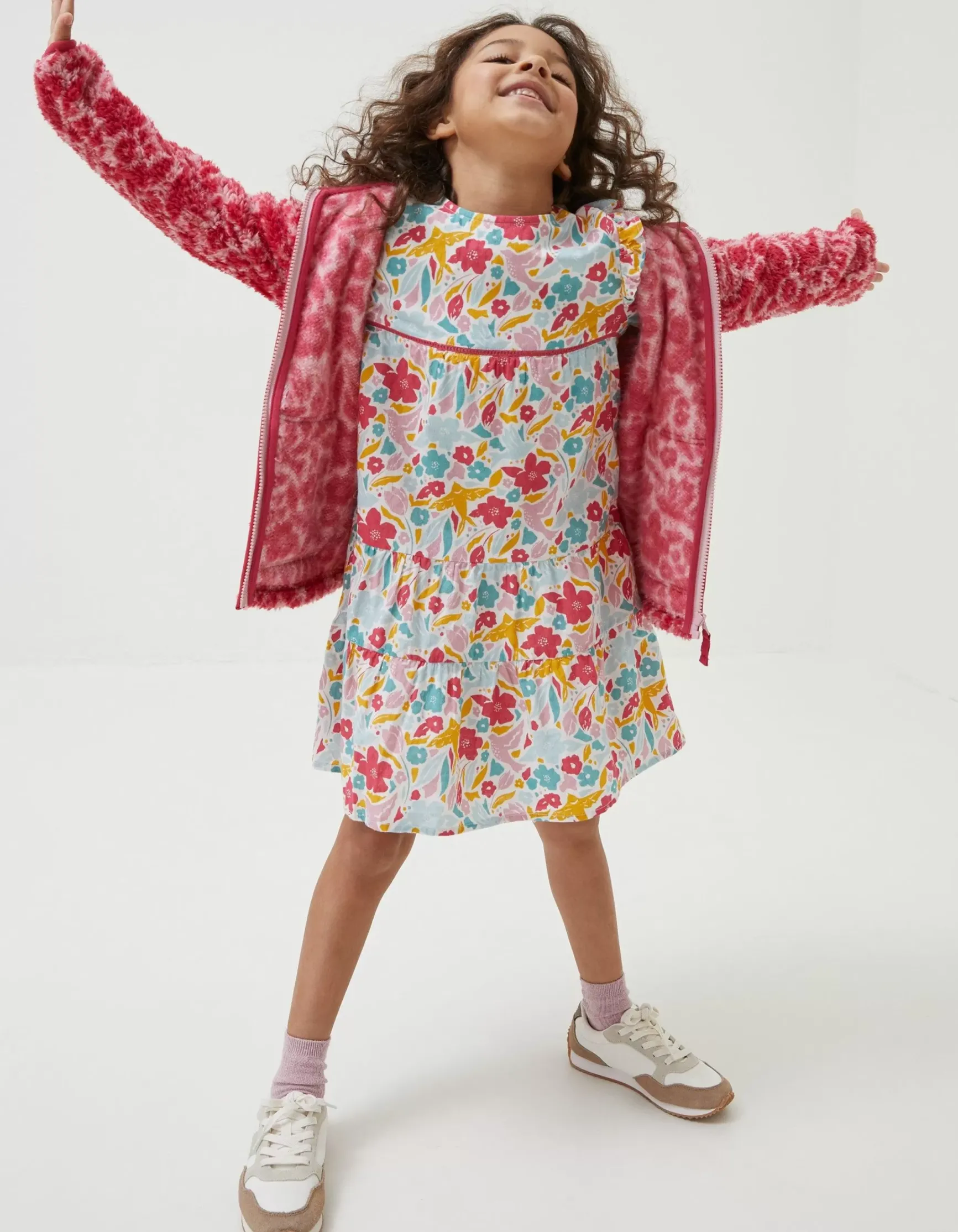 FatFace Bright Blooms Zip Through Fleece|Girls View All
