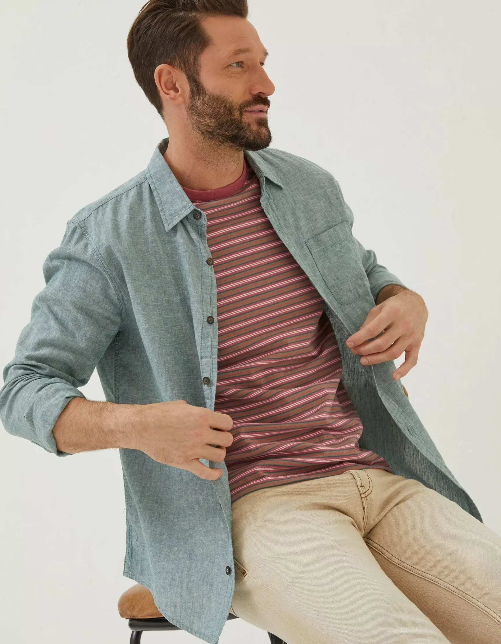 FatFace Bugle Linen Cotton Shirt|Men Shirts