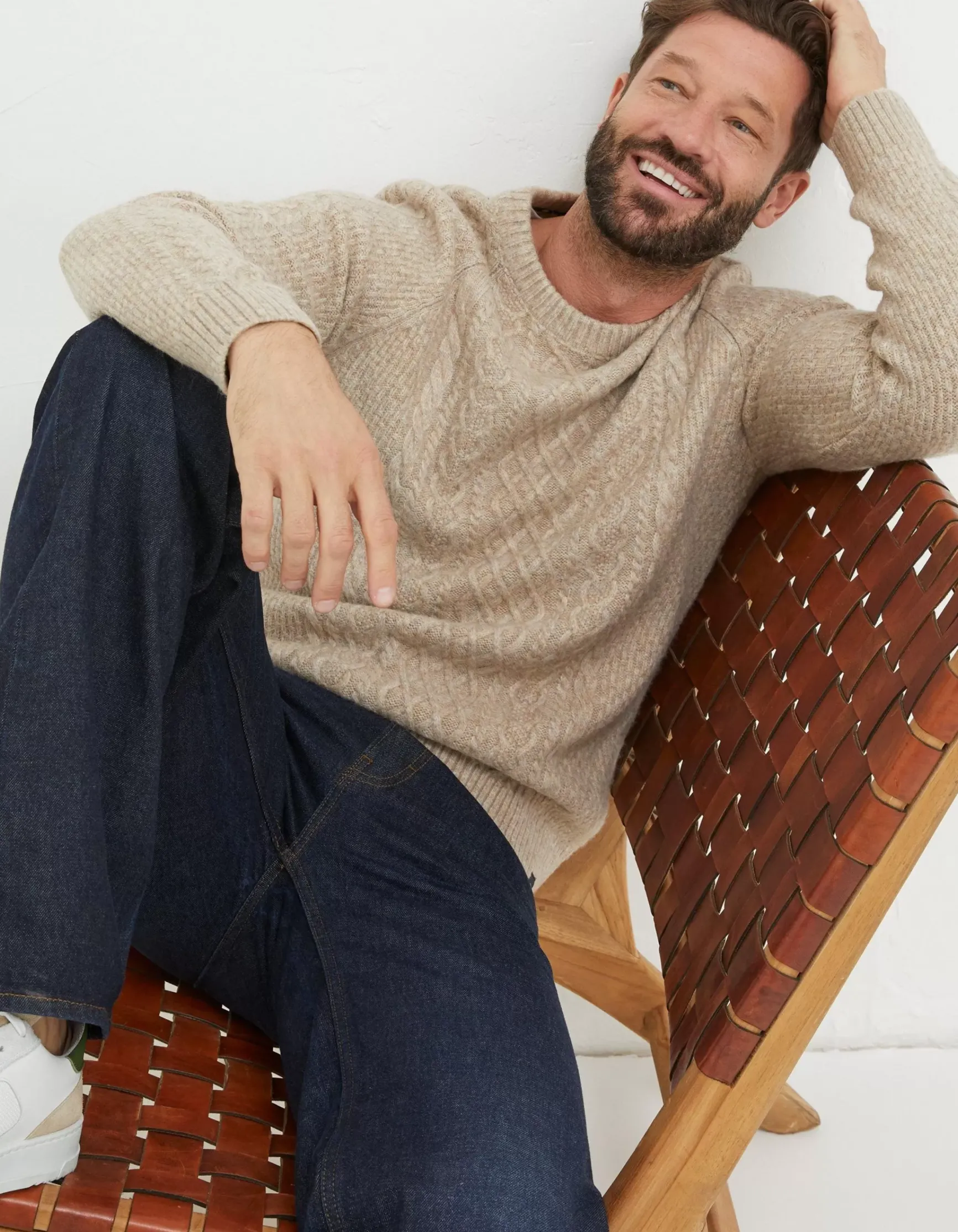 FatFace Calder Cable Crew Jumper|Men Nightwear & Pyjamas