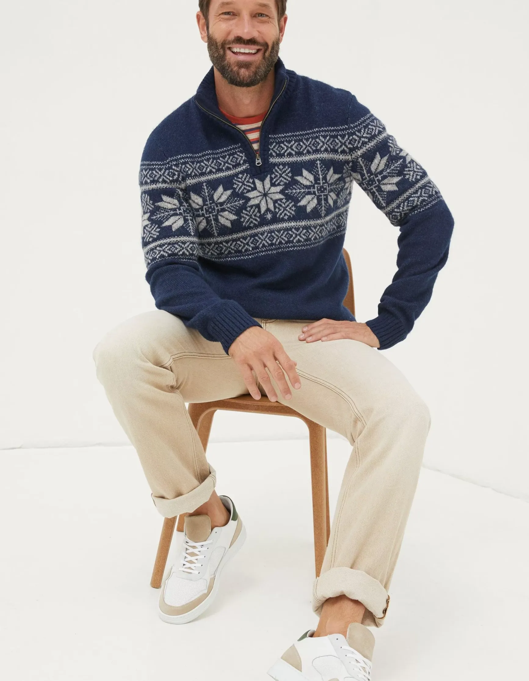FatFace Calder Fairisle Half Neck Jumper|Men View All
